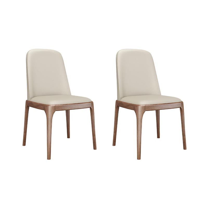 Dining Chairs Modern Style Oak Wood Side Chairs for Dining Room Off-White Armless 2 Piece Set Clearhalo 'Dining Chairs' 'Dining Tables & Seating' 'dining_chair' 'furn' 'furn_dining_chair' 'Furniture' 'furniture_dining_chair' 'Kitchen & Dining Furniture' 4987041