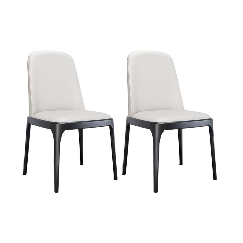 Dining Chairs Modern Style Oak Wood Side Chairs for Dining Room White Armless 2 Piece Set Clearhalo 'Dining Chairs' 'Dining Tables & Seating' 'dining_chair' 'furn' 'furn_dining_chair' 'Furniture' 'furniture_dining_chair' 'Kitchen & Dining Furniture' 4987053