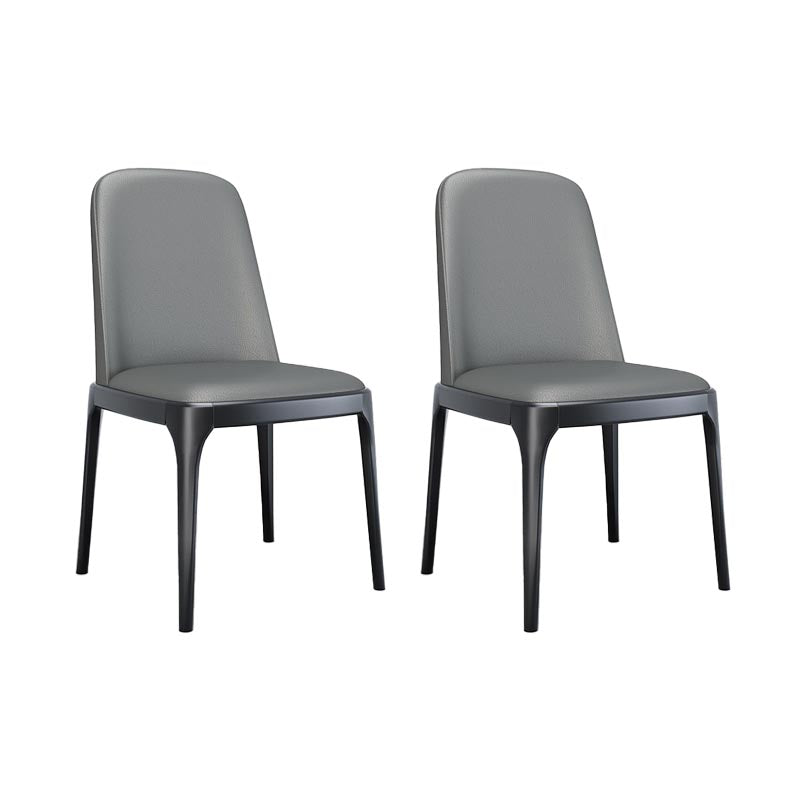 Dining Chairs Modern Style Oak Wood Side Chairs for Dining Room Light Gray Armless 2 Piece Set Clearhalo 'Dining Chairs' 'Dining Tables & Seating' 'dining_chair' 'furn' 'furn_dining_chair' 'Furniture' 'furniture_dining_chair' 'Kitchen & Dining Furniture' 4987058