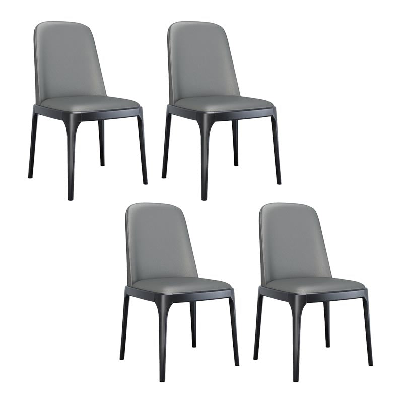 Dining Chairs Modern Style Oak Wood Side Chairs for Dining Room Light Gray Armless 4 Piece Set Clearhalo 'Dining Chairs' 'Dining Tables & Seating' 'dining_chair' 'furn' 'furn_dining_chair' 'Furniture' 'furniture_dining_chair' 'Kitchen & Dining Furniture' 4987059