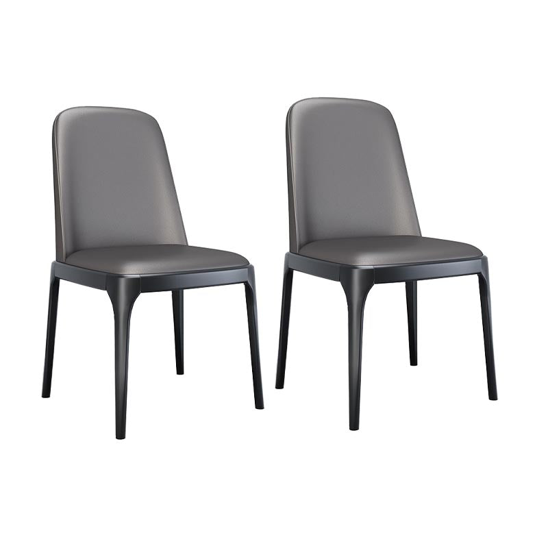 Dining Chairs Modern Style Oak Wood Side Chairs for Dining Room Dark Gray Armless 2 Piece Set Clearhalo 'Dining Chairs' 'Dining Tables & Seating' 'dining_chair' 'furn' 'furn_dining_chair' 'Furniture' 'furniture_dining_chair' 'Kitchen & Dining Furniture' 4987061