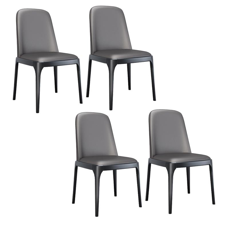 Dining Chairs Modern Style Oak Wood Side Chairs for Dining Room Dark Gray Armless 4 Piece Set Clearhalo 'Dining Chairs' 'Dining Tables & Seating' 'dining_chair' 'furn' 'furn_dining_chair' 'Furniture' 'furniture_dining_chair' 'Kitchen & Dining Furniture' 4987062