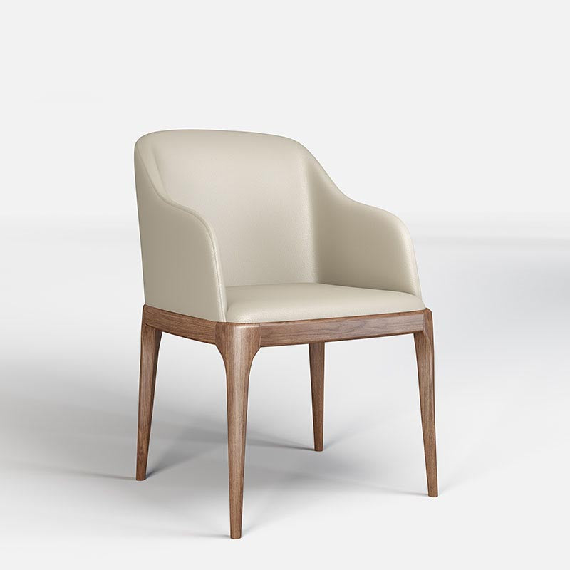 Dining Chairs Modern Style Oak Wood Side Chairs for Dining Room Off-White With Arms 1 Piece Clearhalo 'Dining Chairs' 'Dining Tables & Seating' 'dining_chair' 'furn' 'furn_dining_chair' 'Furniture' 'furniture_dining_chair' 'Kitchen & Dining Furniture' 4987063