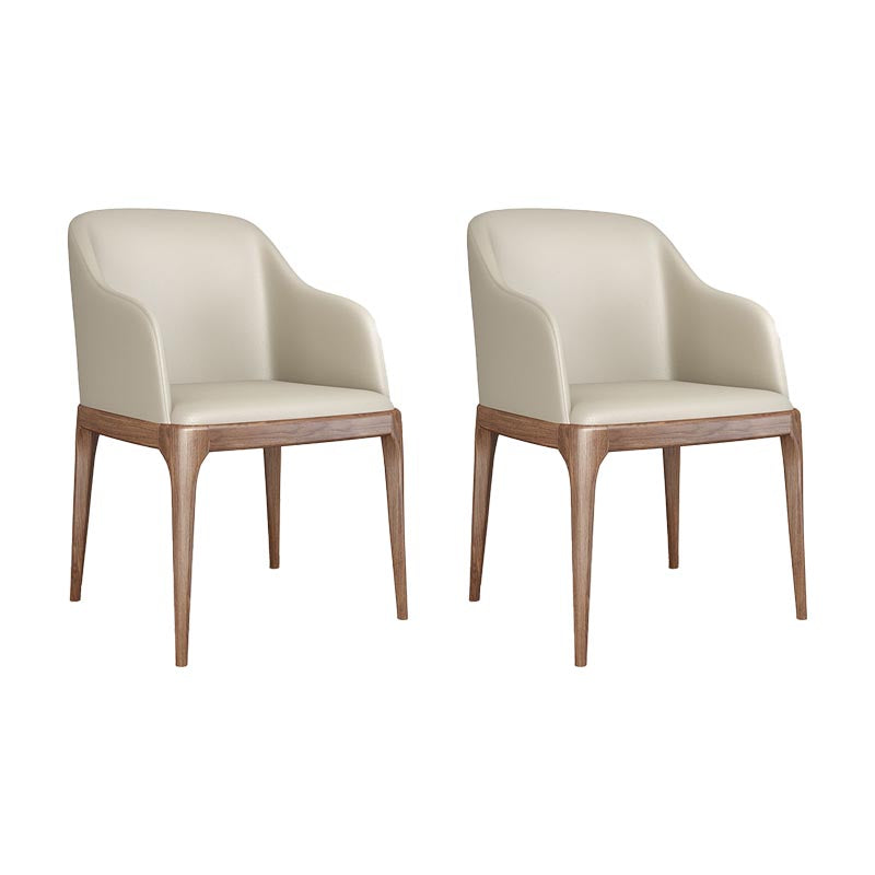 Dining Chairs Modern Style Oak Wood Side Chairs for Dining Room Off-White With Arms 2 Piece Set Clearhalo 'Dining Chairs' 'Dining Tables & Seating' 'dining_chair' 'furn' 'furn_dining_chair' 'Furniture' 'furniture_dining_chair' 'Kitchen & Dining Furniture' 4987064