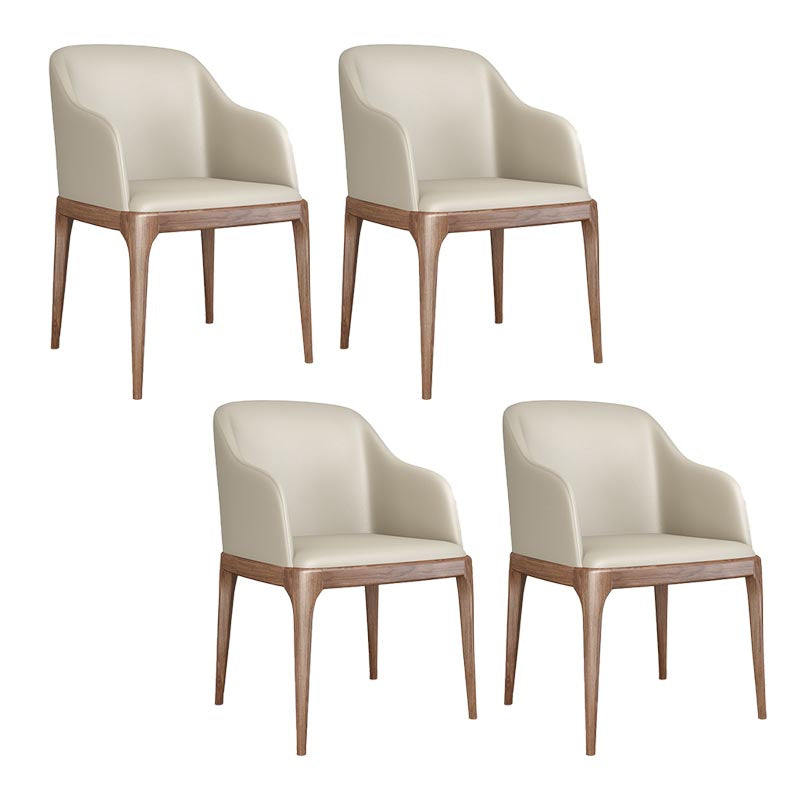 Dining Chairs Modern Style Oak Wood Side Chairs for Dining Room Off-White With Arms 4 Piece Set Clearhalo 'Dining Chairs' 'Dining Tables & Seating' 'dining_chair' 'furn' 'furn_dining_chair' 'Furniture' 'furniture_dining_chair' 'Kitchen & Dining Furniture' 4987065
