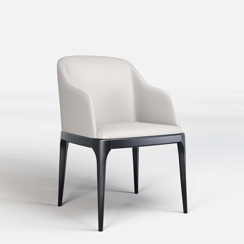 Dining Chairs Modern Style Oak Wood Side Chairs for Dining Room White With Arms 1 Piece Clearhalo 'Dining Chairs' 'Dining Tables & Seating' 'dining_chair' 'furn' 'furn_dining_chair' 'Furniture' 'furniture_dining_chair' 'Kitchen & Dining Furniture' 4987069