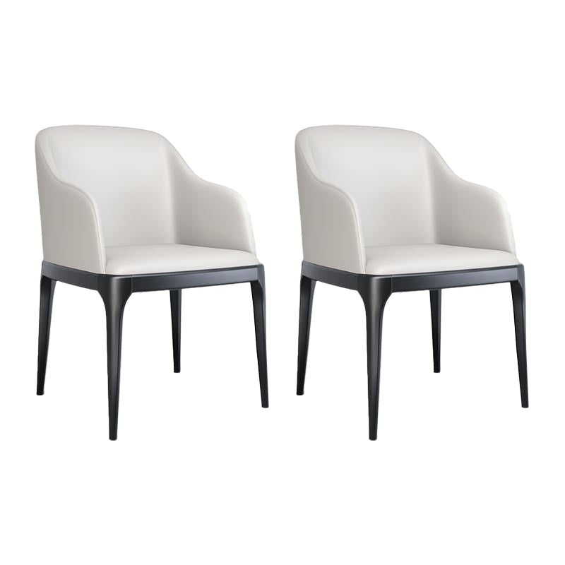 Dining Chairs Modern Style Oak Wood Side Chairs for Dining Room White With Arms 2 Piece Set Clearhalo 'Dining Chairs' 'Dining Tables & Seating' 'dining_chair' 'furn' 'furn_dining_chair' 'Furniture' 'furniture_dining_chair' 'Kitchen & Dining Furniture' 4987070