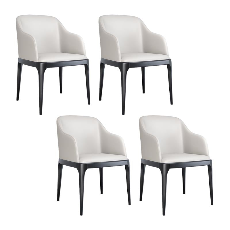 Dining Chairs Modern Style Oak Wood Side Chairs for Dining Room White With Arms 4 Piece Set Clearhalo 'Dining Chairs' 'Dining Tables & Seating' 'dining_chair' 'furn' 'furn_dining_chair' 'Furniture' 'furniture_dining_chair' 'Kitchen & Dining Furniture' 4987071