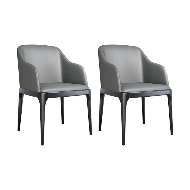 Dining Chairs Modern Style Oak Wood Side Chairs for Dining Room Light Gray With Arms 2 Piece Set Clearhalo 'Dining Chairs' 'Dining Tables & Seating' 'dining_chair' 'furn' 'furn_dining_chair' 'Furniture' 'furniture_dining_chair' 'Kitchen & Dining Furniture' 4987073