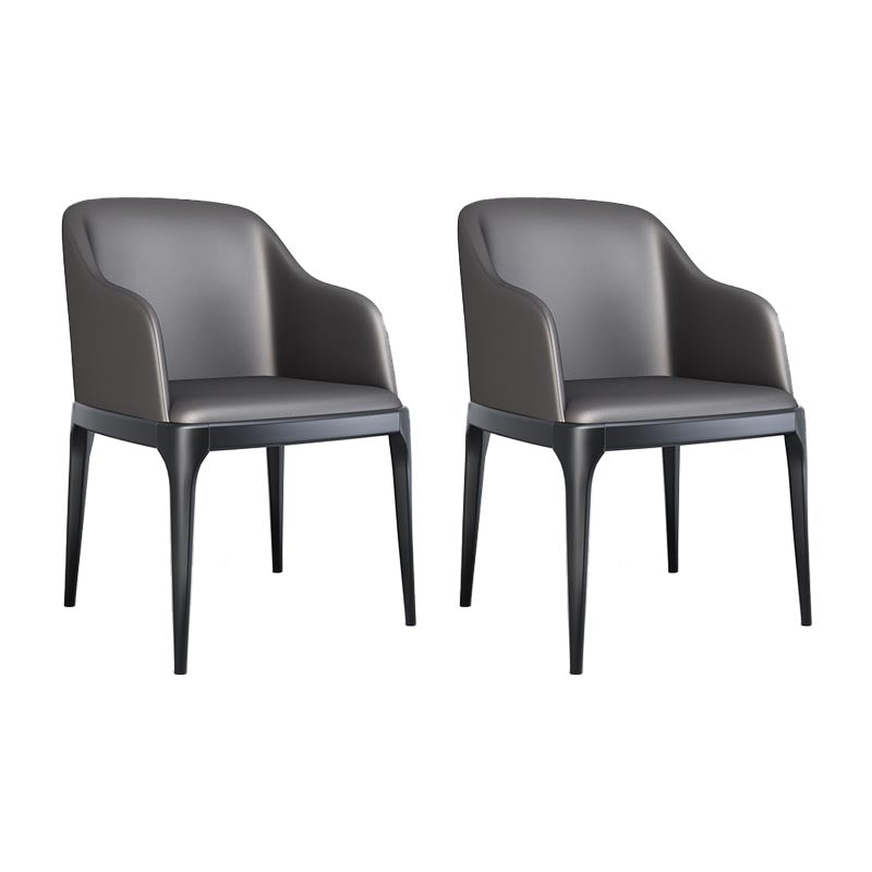 Dining Chairs Modern Style Oak Wood Side Chairs for Dining Room Dark Gray With Arms 2 Piece Set Clearhalo 'Dining Chairs' 'Dining Tables & Seating' 'dining_chair' 'furn' 'furn_dining_chair' 'Furniture' 'furniture_dining_chair' 'Kitchen & Dining Furniture' 4987076