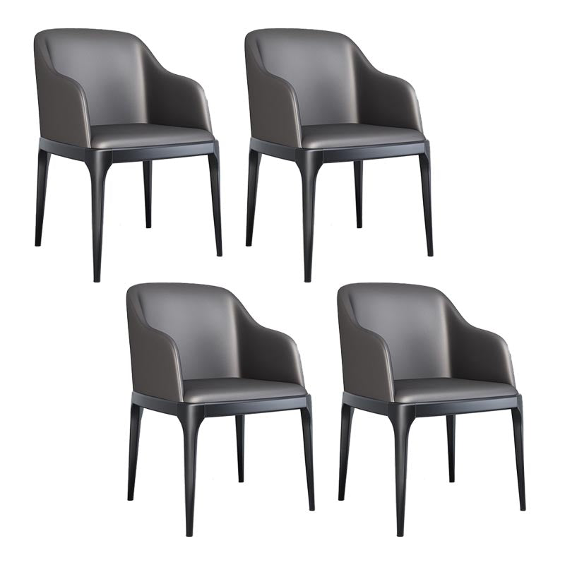 Dining Chairs Modern Style Oak Wood Side Chairs for Dining Room Dark Gray With Arms 4 Piece Set Clearhalo 'Dining Chairs' 'Dining Tables & Seating' 'dining_chair' 'furn' 'furn_dining_chair' 'Furniture' 'furniture_dining_chair' 'Kitchen & Dining Furniture' 4987077