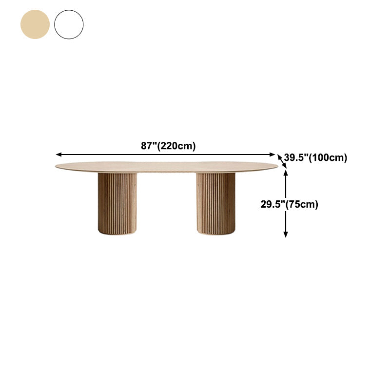 Modern Sintered Stone Dining Table Oval Dining Table with Double Pedestal Base Clearhalo 'Dining Tables & Seating' 'Dining Tables' 'dining_table' 'furn' 'furn_dining_table' 'Furniture' 'furniture_dining_table' 'Kitchen & Dining Furniture' 'kitchen' 'kitchen_dining_table' 4987114