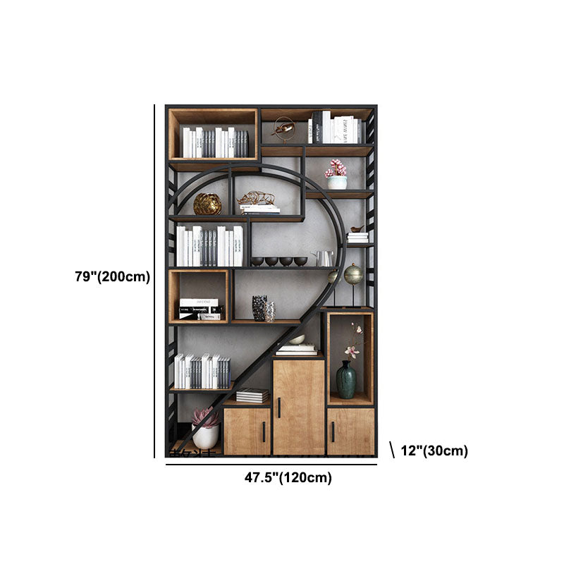 79"H Bookcase Open Back Industrial Style Bookshelf for Study Room Home Office Clearhalo 'Bookcases' 'furn' 'furn_bookcases' 'Furniture' 'furniture_bookcases' 'Office Furniture' 4987141