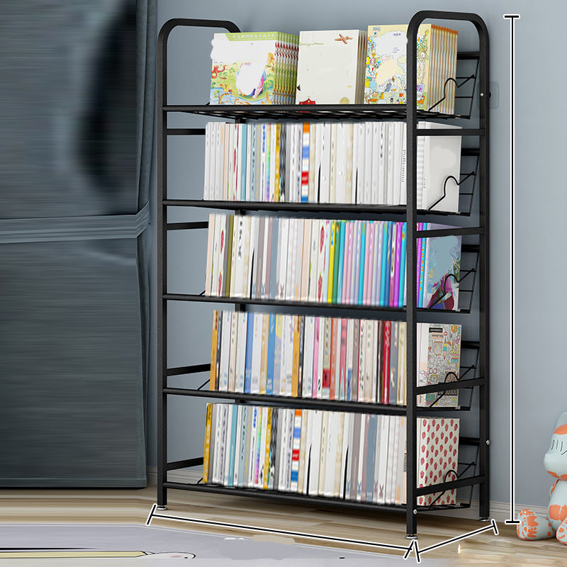 Urban Style Bookshelf Open Back Bookcase for Office and Study Room 28.1"L x 11.8"W x 65.7"H Black Clearhalo 'Bookcases' 'furn' 'furn_bookcases' 'Furniture' 'furniture_bookcases' 'Office Furniture' 4987145