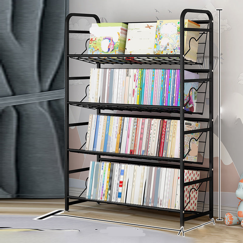 Urban Style Bookshelf Open Back Bookcase for Office and Study Room 28.1"L x 9.4"W x 52.4"H Black Clearhalo 'Bookcases' 'furn' 'furn_bookcases' 'Furniture' 'furniture_bookcases' 'Office Furniture' 4987154