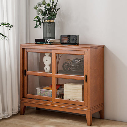 Contemporary Horizontal Standard Bookcase Closed Back Bookshelf with Door 35"L x 14"W x 32"H Brown Clearhalo 'Bookcases' 'furn' 'furn_bookcases' 'Furniture' 'furniture_bookcases' 'Office Furniture' 4987168