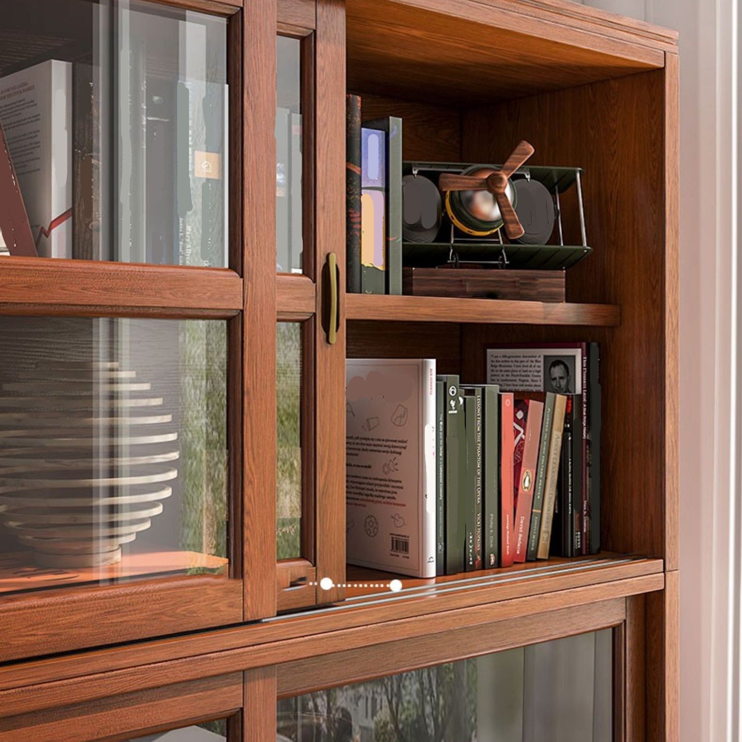 Contemporary Horizontal Standard Bookcase Closed Back Bookshelf with Door Clearhalo 'Bookcases' 'furn' 'furn_bookcases' 'Furniture' 'furniture_bookcases' 'Office Furniture' 4987172