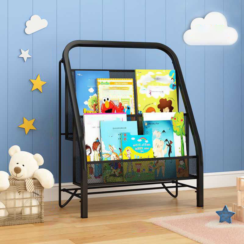 Industrial Iron Ladder Bookshelf White and Black Closed Back Bookcase for Home 16.1"L x 9.4"W x 20.9"H Black Clearhalo 'Bookcases' 'furn' 'furn_bookcases' 'Furniture' 'furniture_bookcases' 'Office Furniture' 4987232