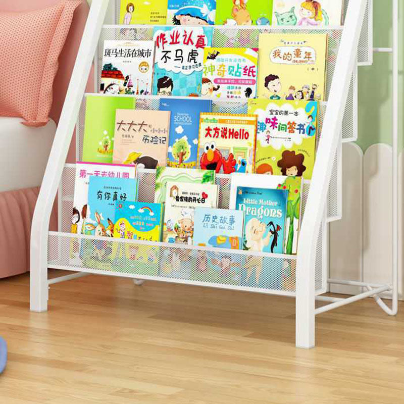 Industrial Iron Ladder Bookshelf White and Black Closed Back Bookcase for Home Clearhalo 'Bookcases' 'furn' 'furn_bookcases' 'Furniture' 'furniture_bookcases' 'Office Furniture' 4987233