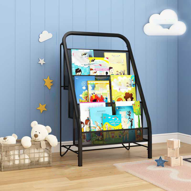 Industrial Iron Ladder Bookshelf White and Black Closed Back Bookcase for Home 16.1"L x 9.4"W x 28"H Black Clearhalo 'Bookcases' 'furn' 'furn_bookcases' 'Furniture' 'furniture_bookcases' 'Office Furniture' 4987235