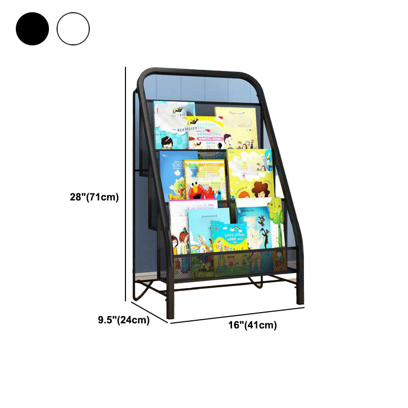 Industrial Iron Ladder Bookshelf White and Black Closed Back Bookcase for Home Clearhalo 'Bookcases' 'furn' 'furn_bookcases' 'Furniture' 'furniture_bookcases' 'Office Furniture' 4987242