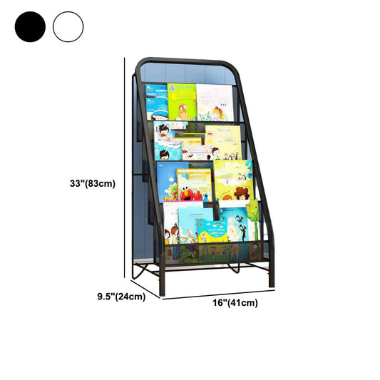 Industrial Iron Ladder Bookshelf White and Black Closed Back Bookcase for Home Clearhalo 'Bookcases' 'furn' 'furn_bookcases' 'Furniture' 'furniture_bookcases' 'Office Furniture' 4987243