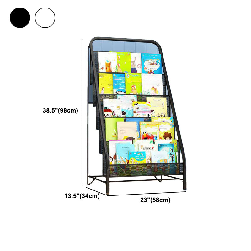 Industrial Iron Ladder Bookshelf White and Black Closed Back Bookcase for Home Clearhalo 'Bookcases' 'furn' 'furn_bookcases' 'Furniture' 'furniture_bookcases' 'Office Furniture' 4987244