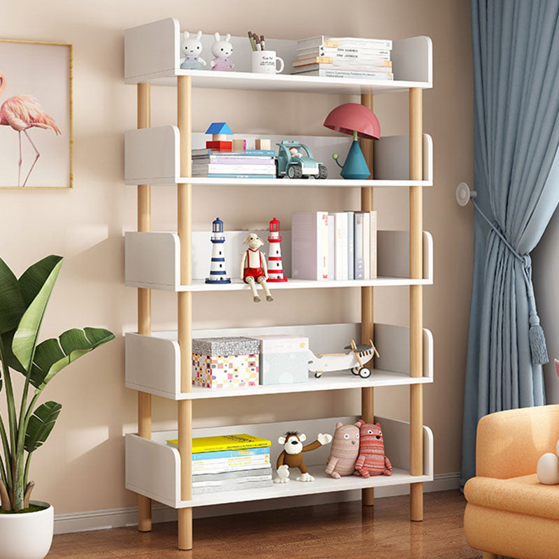 Scandinavian Vertical Bookshelf Open Etagere Manufactured Wood and Solid Wood Bookcase 31.5"L x 9.4"W x 59.1"H Clearhalo 'Bookcases' 'furn' 'furn_bookcases' 'Furniture' 'furniture_bookcases' 'Office Furniture' 4987260