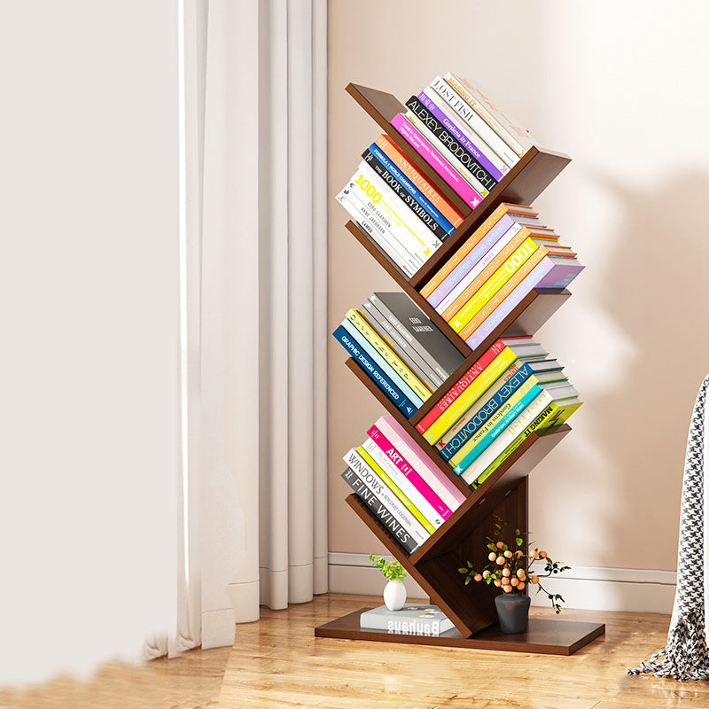 Scandinavian Style Bookshelf Closed Back Bookcase for Home and Office Study Room 14.2"L x 9.8"W x 39.4"H Brown Clearhalo 'Bookcases' 'furn' 'furn_bookcases' 'Furniture' 'furniture_bookcases' 'Office Furniture' 4987284