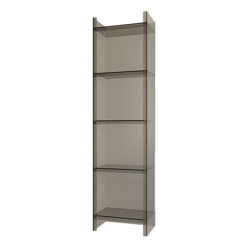 10"W Bookshelf Glam Style Closed Back Acrylic Bookcase for Office Home Study Room 15.7"L x 9.8"W x 59.8"H Grey Clearhalo 'Bookcases' 'furn' 'furn_bookcases' 'Furniture' 'furniture_bookcases' 'Office Furniture' 4987301