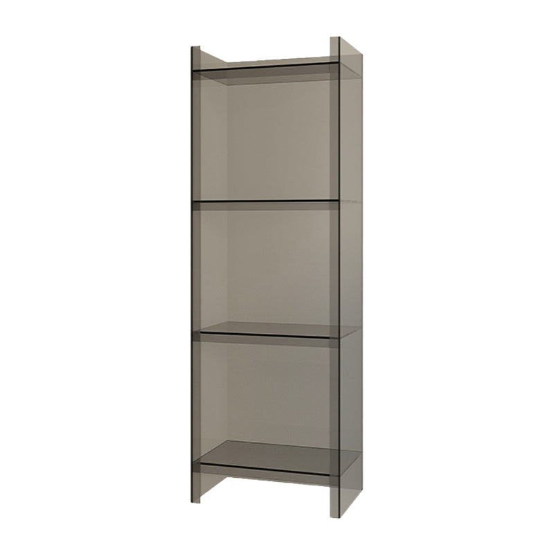 10"W Bookshelf Glam Style Closed Back Acrylic Bookcase for Office Home Study Room 15.7"L x 9.8"W x 46.5"H Grey Clearhalo 'Bookcases' 'furn' 'furn_bookcases' 'Furniture' 'furniture_bookcases' 'Office Furniture' 4987309