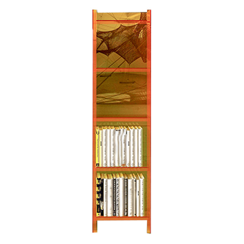 10"W Bookshelf Glam Style Closed Back Acrylic Bookcase for Office Home Study Room 15.7"L x 9.8"W x 59.8"H Orange Clearhalo 'Bookcases' 'furn' 'furn_bookcases' 'Furniture' 'furniture_bookcases' 'Office Furniture' 4987316