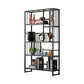 Glam Vertical Open Etagere Bookshelf Iron Frame Manufactured Wood Shelf Bookcase Black Clearhalo 'Bookcases' 'furn' 'furn_bookcases' 'Furniture' 'furniture_bookcases' 'Office Furniture' 4987361