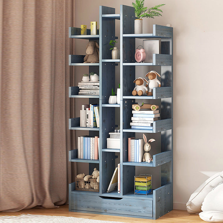 Scandinavian Manufactured Wood Etagere Bookshelf Vertical Open Bookcase for Home Blue Drawers Clearhalo 'Bookcases' 'furn' 'furn_bookcases' 'Furniture' 'furniture_bookcases' 'Office Furniture' 4987382