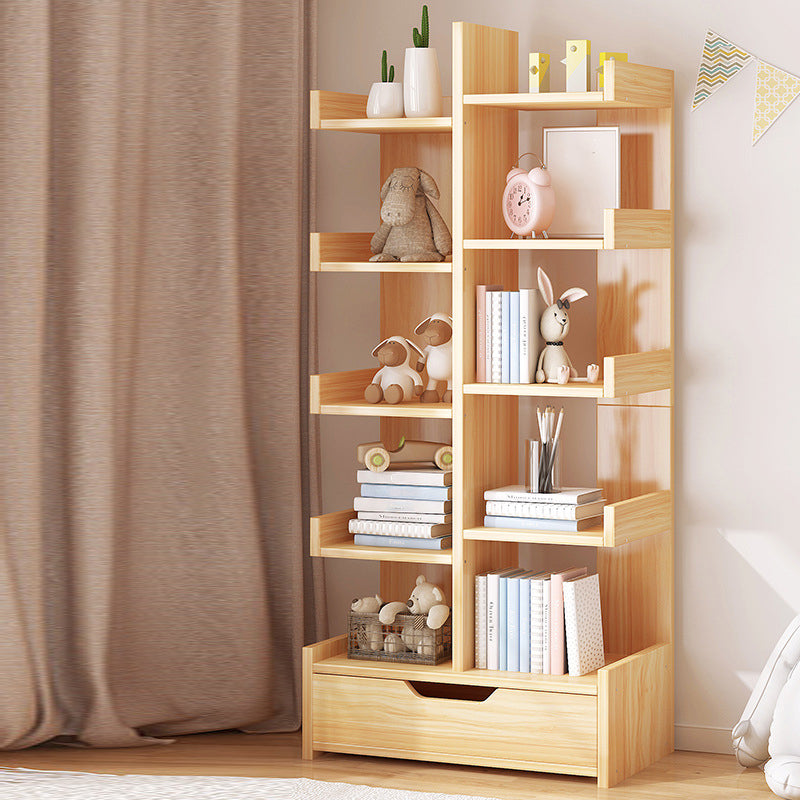 Scandinavian Manufactured Wood Etagere Bookshelf Vertical Open Bookcase for Home 15"L x 7.5"W x 55.9"H Walnut Drawers Clearhalo 'Bookcases' 'furn' 'furn_bookcases' 'Furniture' 'furniture_bookcases' 'Office Furniture' 4987389