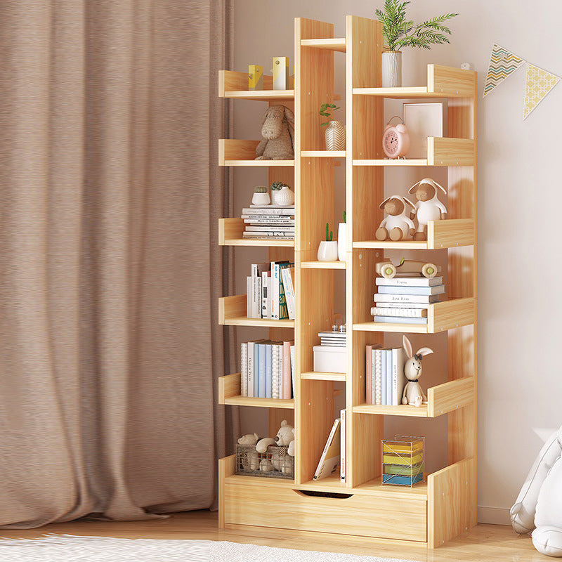 Scandinavian Manufactured Wood Etagere Bookshelf Vertical Open Bookcase for Home 20.1"L x 7.5"W x 66.5"H Wood Drawers Clearhalo 'Bookcases' 'furn' 'furn_bookcases' 'Furniture' 'furniture_bookcases' 'Office Furniture' 4987405