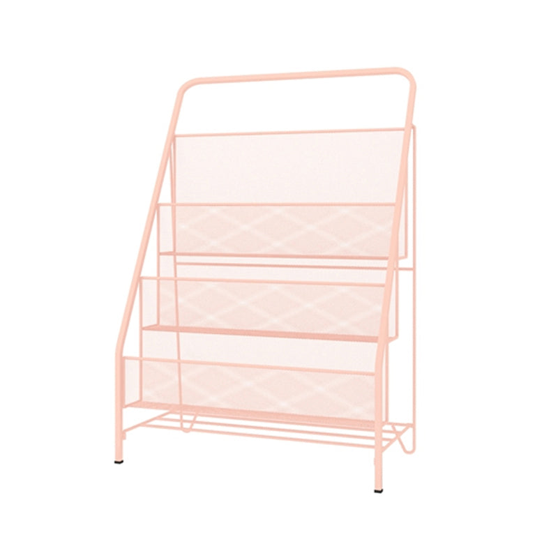 Modern Metal Ladder Bookshelf Iron Closed Back Bookcase for Home 16.4"L x 10.2"W x 25.4"H Pink Clearhalo 'Bookcases' 'furn' 'furn_bookcases' 'Furniture' 'furniture_bookcases' 'Office Furniture' 4987483