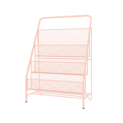 Modern Metal Ladder Bookshelf Iron Closed Back Bookcase for Home 16.4"L x 10.2"W x 25.4"H Pink