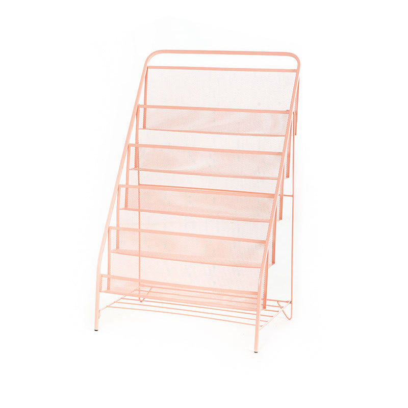 Modern Metal Ladder Bookshelf Iron Closed Back Bookcase for Home 22"L x 13.4"W x 34.3"H Pink Clearhalo 'Bookcases' 'furn' 'furn_bookcases' 'Furniture' 'furniture_bookcases' 'Office Furniture' 4987484