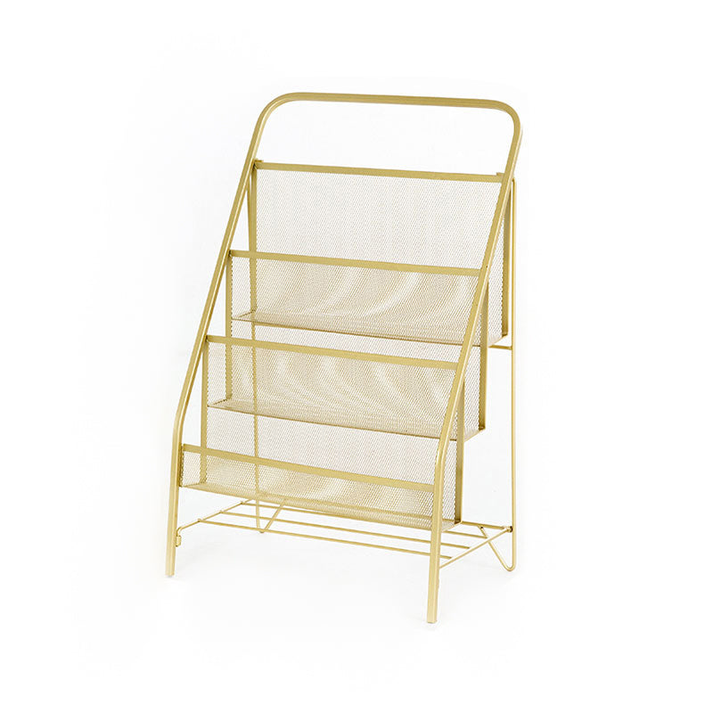Modern Metal Ladder Bookshelf Iron Closed Back Bookcase for Home 16.5"L x 9.4"W x 25.2"H Gold Clearhalo 'Bookcases' 'furn' 'furn_bookcases' 'Furniture' 'furniture_bookcases' 'Office Furniture' 4987486