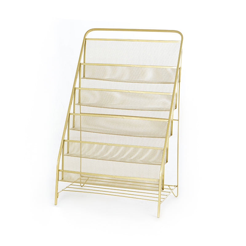 Modern Metal Ladder Bookshelf Iron Closed Back Bookcase for Home 22"L x 13.4"W x 34.3"H Gold Clearhalo 'Bookcases' 'furn' 'furn_bookcases' 'Furniture' 'furniture_bookcases' 'Office Furniture' 4987488