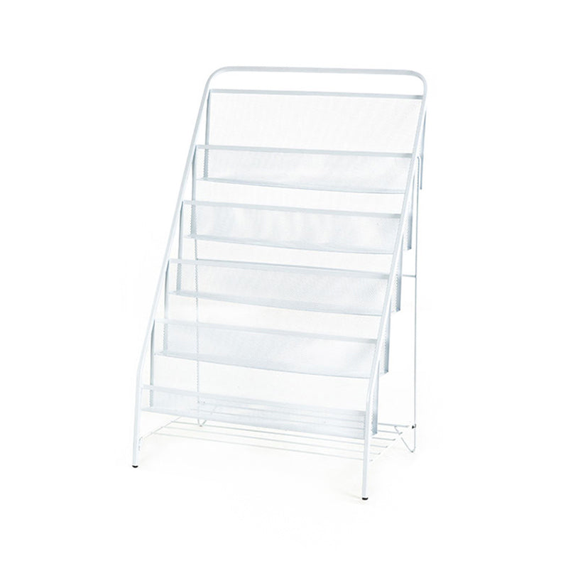 Modern Metal Ladder Bookshelf Iron Closed Back Bookcase for Home 22"L x 13.4"W x 34.3"H White Clearhalo 'Bookcases' 'furn' 'furn_bookcases' 'Furniture' 'furniture_bookcases' 'Office Furniture' 4987492