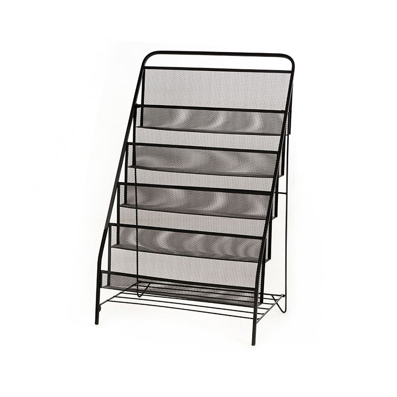 Modern Metal Ladder Bookshelf Iron Closed Back Bookcase for Home 22"L x 13.4"W x 34.3"H Black Clearhalo 'Bookcases' 'furn' 'furn_bookcases' 'Furniture' 'furniture_bookcases' 'Office Furniture' 4987496