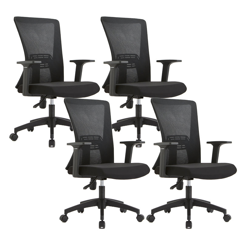 Ergonomic Mesh Desk Chair Home Office Fixed Arms Office Chair Black 4 Piece Set Clearhalo 'furn' 'furn_office_chair' 'Furniture' 'furniture_office_chair' 'Office Chairs' 'Office Furniture' 'office_chair' 4992219