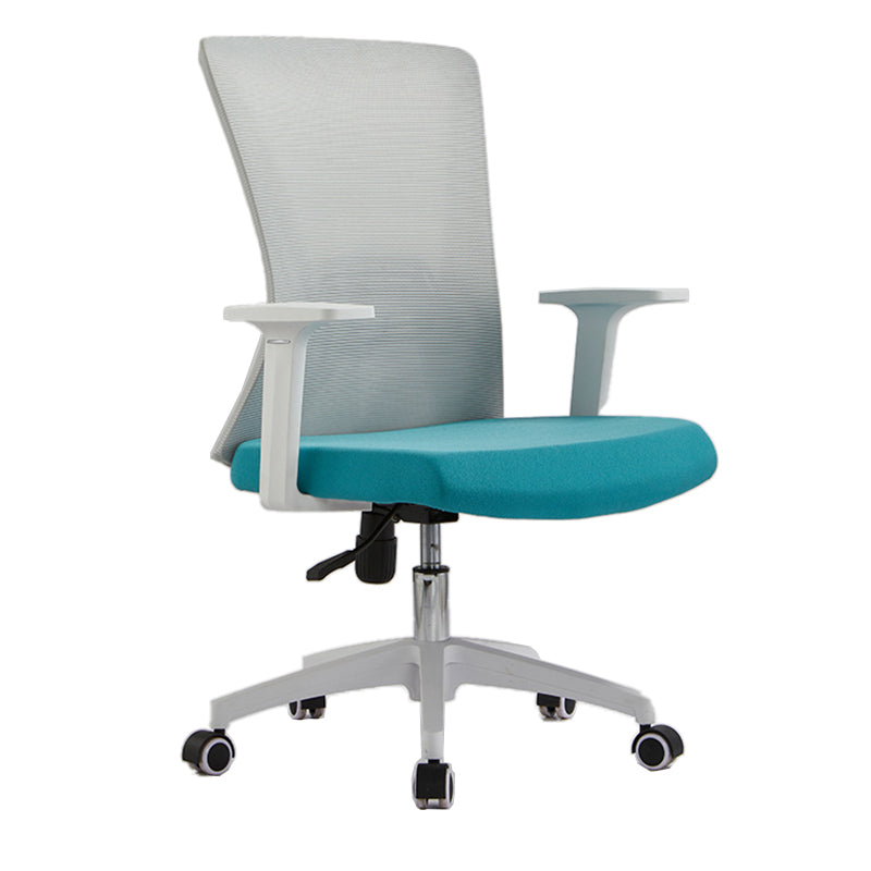 Ergonomic Mesh Desk Chair Home Office Fixed Arms Office Chair Gray-Blue 1 Piece Clearhalo 'furn' 'furn_office_chair' 'Furniture' 'furniture_office_chair' 'Office Chairs' 'Office Furniture' 'office_chair' 4992220