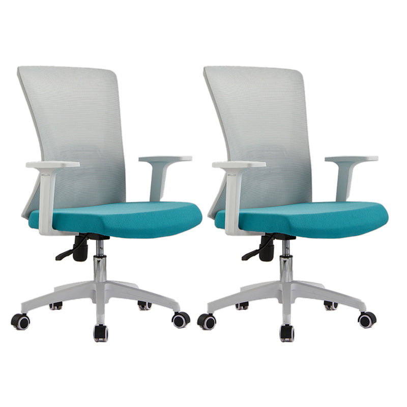 Ergonomic Mesh Desk Chair Home Office Fixed Arms Office Chair Gray-Blue 2 Piece Set Clearhalo 'furn' 'furn_office_chair' 'Furniture' 'furniture_office_chair' 'Office Chairs' 'Office Furniture' 'office_chair' 4992222