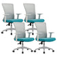 Ergonomic Mesh Desk Chair Home Office Fixed Arms Office Chair Gray-Blue 4 Piece Set Clearhalo 'furn' 'furn_office_chair' 'Furniture' 'furniture_office_chair' 'Office Chairs' 'Office Furniture' 'office_chair' 4992225