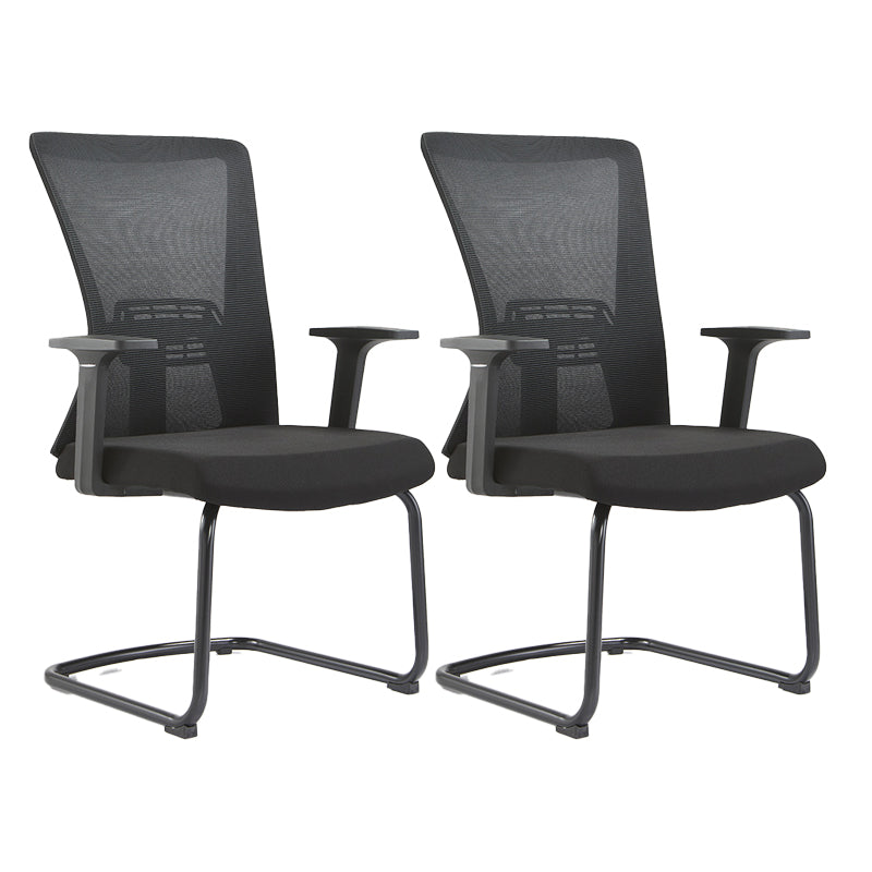 Ergonomic Mesh Desk Chair Home Office Fixed Arms Office Chair Matte Black 2 Piece Set Clearhalo 'furn' 'furn_office_chair' 'Furniture' 'furniture_office_chair' 'Office Chairs' 'Office Furniture' 'office_chair' 4992229