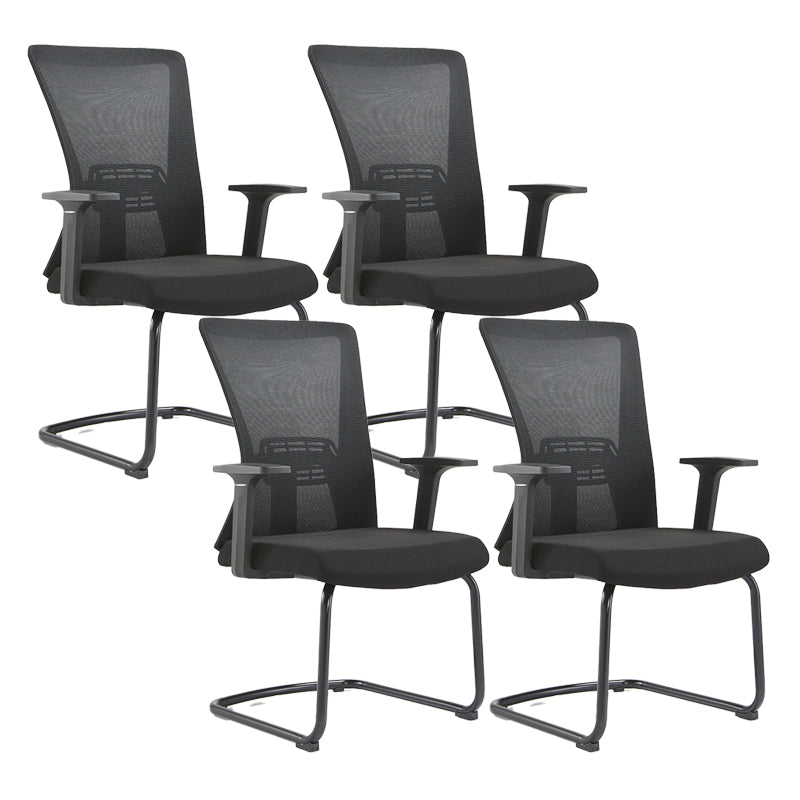 Ergonomic Mesh Desk Chair Home Office Fixed Arms Office Chair Matte Black 4 Piece Set Clearhalo 'furn' 'furn_office_chair' 'Furniture' 'furniture_office_chair' 'Office Chairs' 'Office Furniture' 'office_chair' 4992230