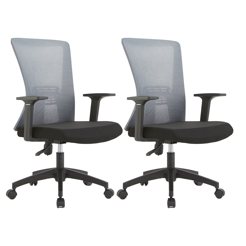 Ergonomic Mesh Desk Chair Home Office Fixed Arms Office Chair Black-Gray 2 Piece Set Clearhalo 'furn' 'furn_office_chair' 'Furniture' 'furniture_office_chair' 'Office Chairs' 'Office Furniture' 'office_chair' 4992232